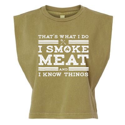 Funny Pitmaster I Smoke Meat BBQ Smoker Grill Gift Garment-Dyed Women's Muscle Tee