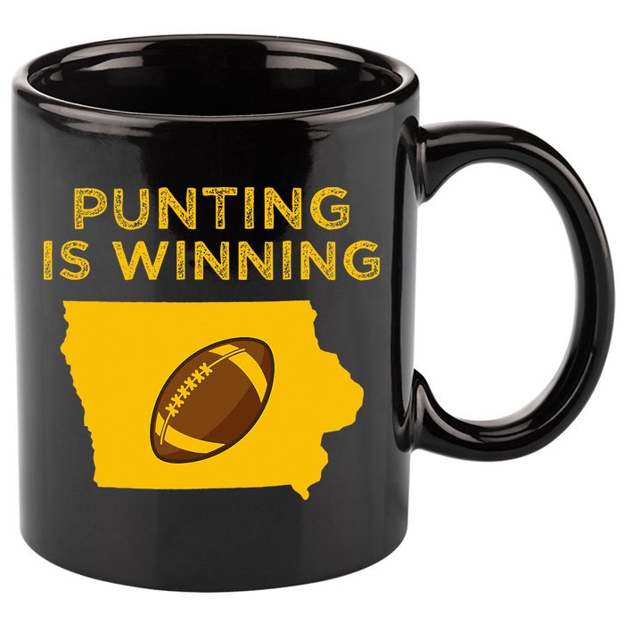 funny punting is winning iowa I cheer For The Punter 11oz C Handle Ceramic Mug