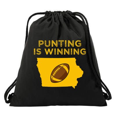 funny punting is winning iowa I cheer For The Punter Drawstring Bag