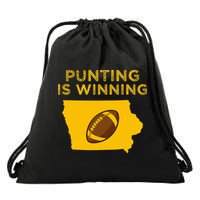 funny punting is winning iowa I cheer For The Punter Drawstring Bag