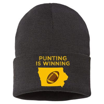 funny punting is winning iowa I cheer For The Punter Sustainable Knit Beanie