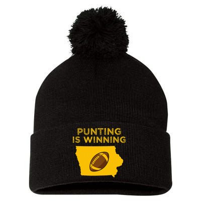 funny punting is winning iowa I cheer For The Punter Pom Pom 12in Knit Beanie