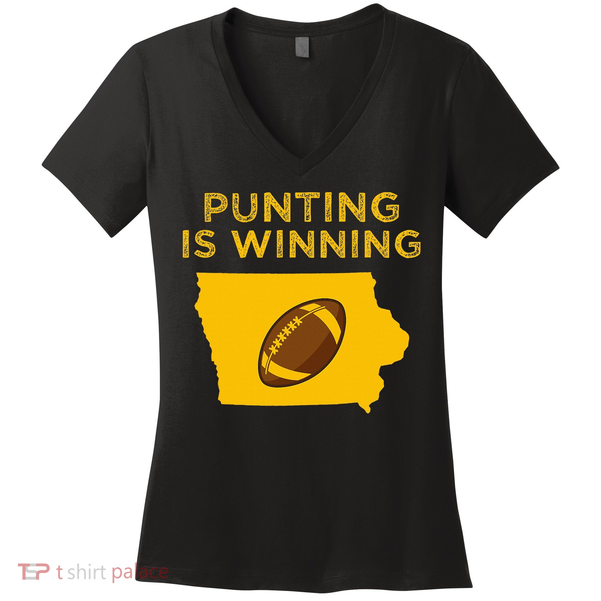 funny punting is winning iowa I cheer For The Punter Women's V-Neck T-Shirt