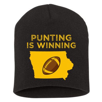 funny punting is winning iowa I cheer For The Punter Short Acrylic Beanie