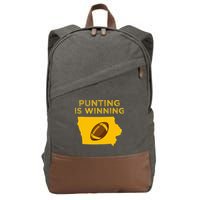funny punting is winning iowa I cheer For The Punter Cotton Canvas Backpack