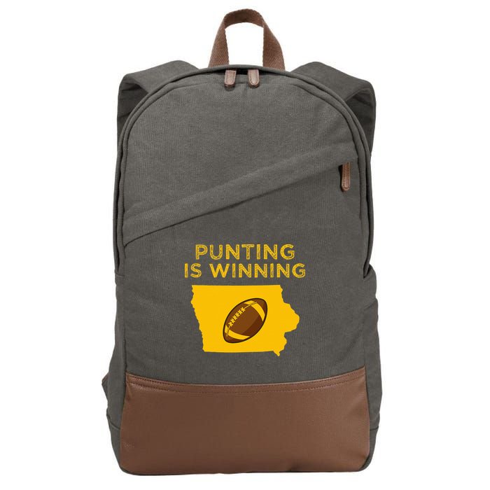 funny punting is winning iowa I cheer For The Punter Cotton Canvas Backpack
