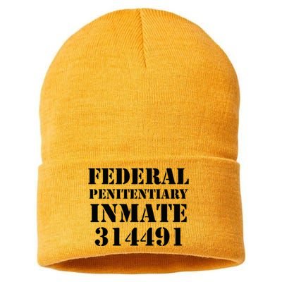 Federal Penitentiary Inmate Funny Halloween Prisoner Costume Sustainable Knit Beanie