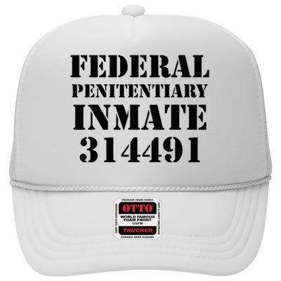 Federal Penitentiary Inmate Funny Halloween Prisoner Costume High Crown Mesh Back Trucker Hat