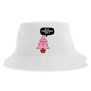 Funny P Ink Christmas Tree Asking Is It Christmas Yet? Sustainable Bucket Hat