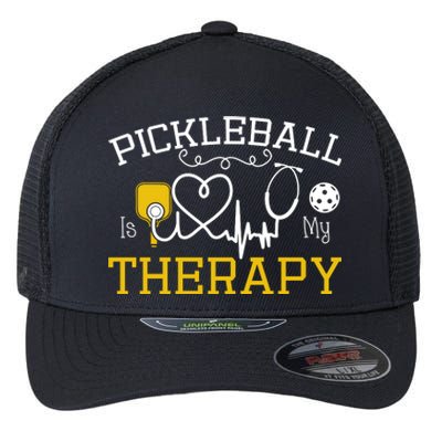 Funny Pickleball Is My Therapy Pickleball Player Humor Flexfit Unipanel Trucker Cap