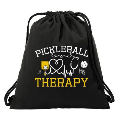 Funny Pickleball Is My Therapy Pickleball Player Humor Drawstring Bag