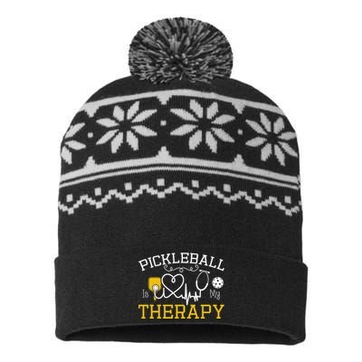 Funny Pickleball Is My Therapy Pickleball Player Humor USA-Made Snowflake Beanie