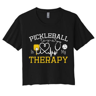 Funny Pickleball Is My Therapy Pickleball Player Humor Crop Top
