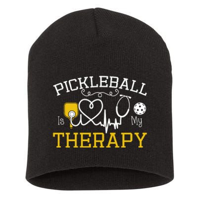 Funny Pickleball Is My Therapy Pickleball Player Humor Short Acrylic Beanie