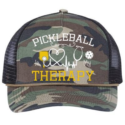 Funny Pickleball Is My Therapy Pickleball Player Humor Retro Rope Trucker Hat Cap