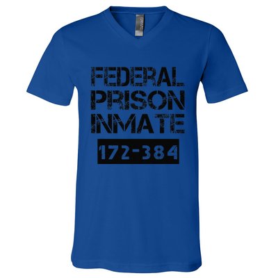 Federal Prison Inmate Jail Halloween Costume Funny V-Neck T-Shirt