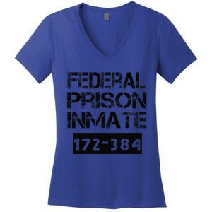 Federal Prison Inmate Jail Halloween Costume Funny Women's V-Neck T-Shirt