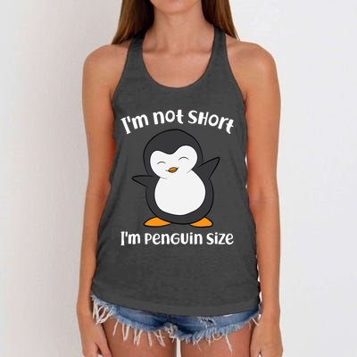 Funny Penguin I'm Not Short I'm Small Like A Penguin Women's Knotted Racerback Tank