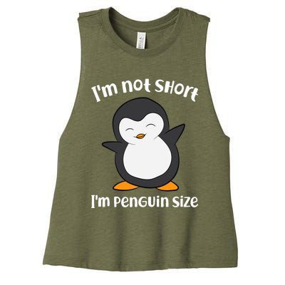 Funny Penguin I'm Not Short I'm Small Like A Penguin Women's Racerback Cropped Tank