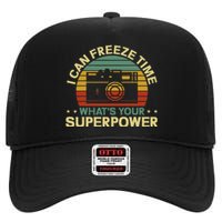 Funny Photographer I Can Freeze Time Photography High Crown Mesh Back Trucker Hat