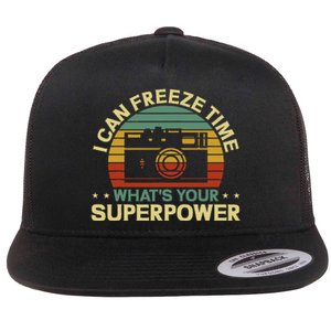 Funny Photographer I Can Freeze Time Photography Flat Bill Trucker Hat