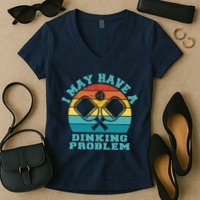 Funny Pickleball I May Have A Dinking Problem Day Dinking Women's V-Neck T-Shirt