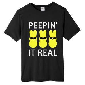 Funny Peepin It Real Happy Easter Bunny Tall Fusion ChromaSoft Performance T-Shirt