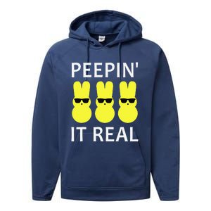 Funny Peepin It Real Happy Easter Bunny Performance Fleece Hoodie