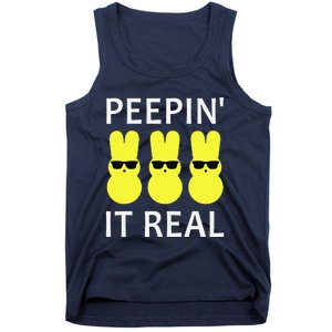 Funny Peepin It Real Happy Easter Bunny Tank Top