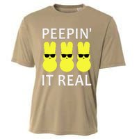 Funny Peepin It Real Happy Easter Bunny Cooling Performance Crew T-Shirt