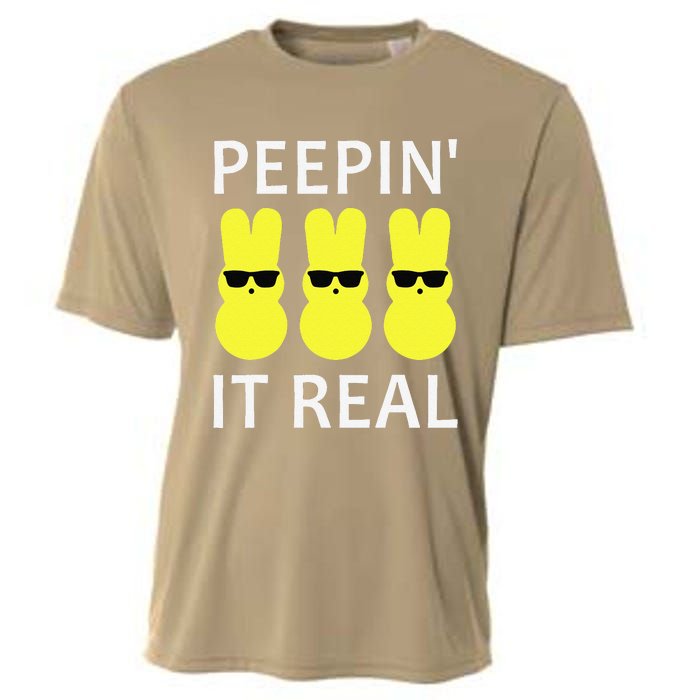 Funny Peepin It Real Happy Easter Bunny Cooling Performance Crew T-Shirt