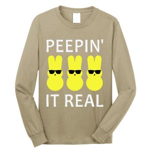 Funny Peepin It Real Happy Easter Bunny Long Sleeve Shirt