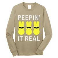 Funny Peepin It Real Happy Easter Bunny Long Sleeve Shirt