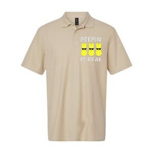 Funny Peepin It Real Happy Easter Bunny Softstyle Adult Sport Polo