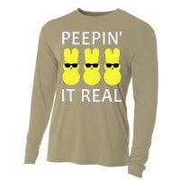 Funny Peepin It Real Happy Easter Bunny Cooling Performance Long Sleeve Crew