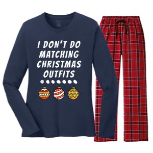 Family Party I DonT Do Matching Christmas Outfits Ornaments Women's Long Sleeve Flannel Pajama Set 