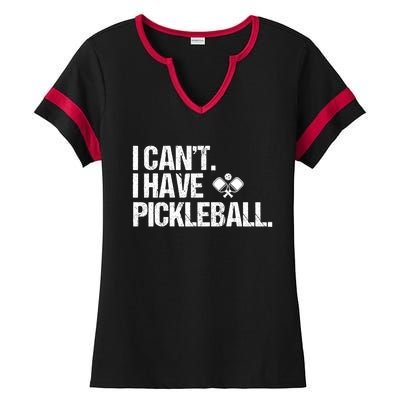 Funny Pickleball I Cant I Have Pickleball Cute Sport Gift Ladies Halftime Notch Neck Tee