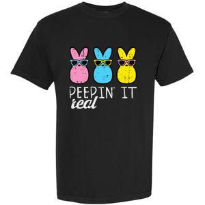 funny Peepin It Real Easter Bunnies Cool Garment-Dyed Heavyweight T-Shirt