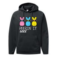 funny Peepin It Real Easter Bunnies Cool Performance Fleece Hoodie