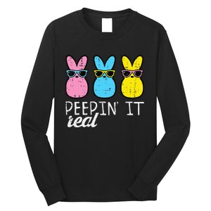 funny Peepin It Real Easter Bunnies Cool Long Sleeve Shirt