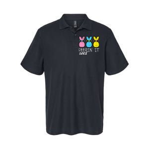 funny Peepin It Real Easter Bunnies Cool Softstyle Adult Sport Polo