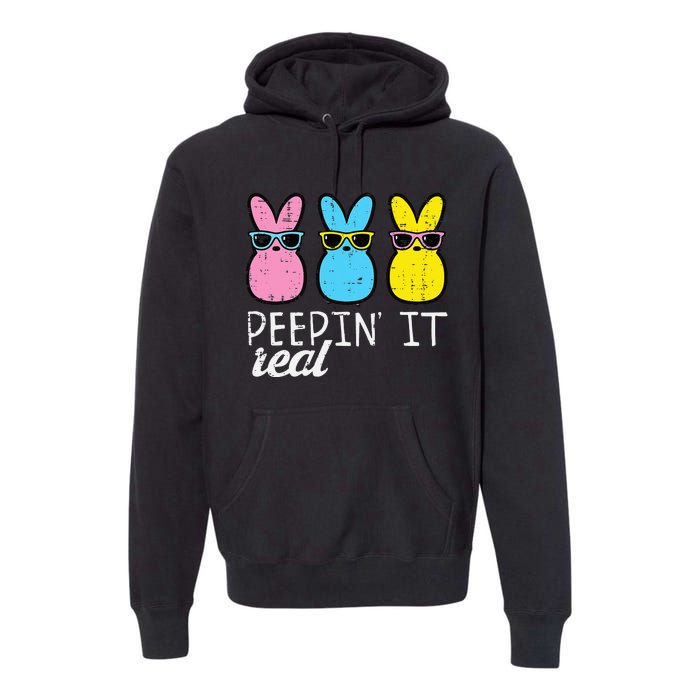 funny Peepin It Real Easter Bunnies Cool Premium Hoodie