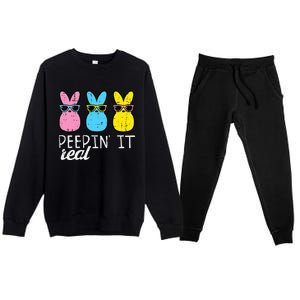 funny Peepin It Real Easter Bunnies Cool Premium Crewneck Sweatsuit Set