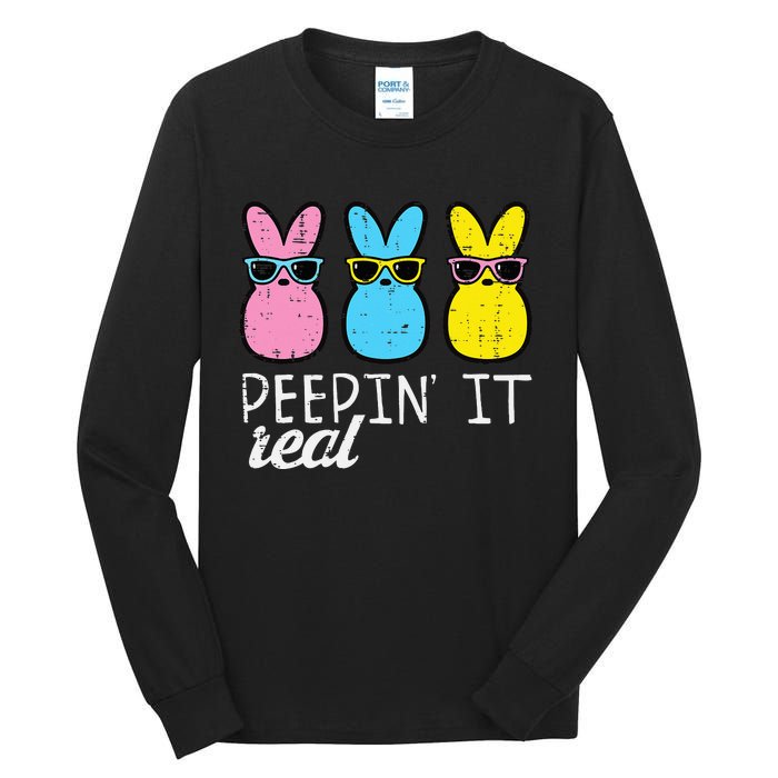 funny Peepin It Real Easter Bunnies Cool Tall Long Sleeve T-Shirt