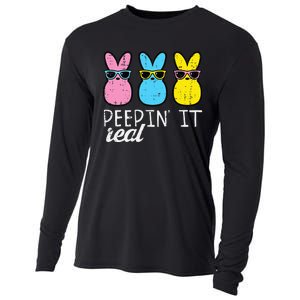 funny Peepin It Real Easter Bunnies Cool Cooling Performance Long Sleeve Crew