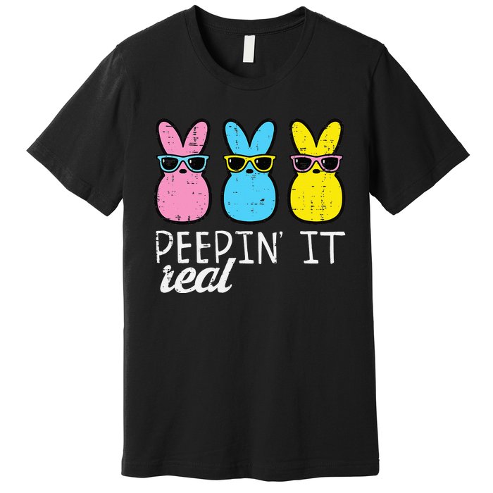 funny Peepin It Real Easter Bunnies Cool Premium T-Shirt