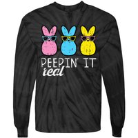 funny Peepin It Real Easter Bunnies Cool Tie-Dye Long Sleeve Shirt