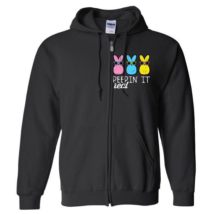 funny Peepin It Real Easter Bunnies Cool Full Zip Hoodie