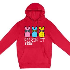 funny Peepin It Real Easter Bunnies Cool Premium Pullover Hoodie