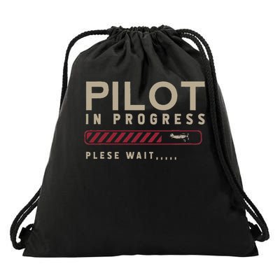 Funny Pilot In Progress Please Wait Future Pilot Drawstring Bag